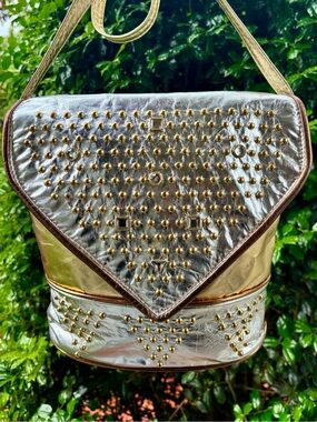 Vintage Genuine Leather Colorful Jewel Studded Bag